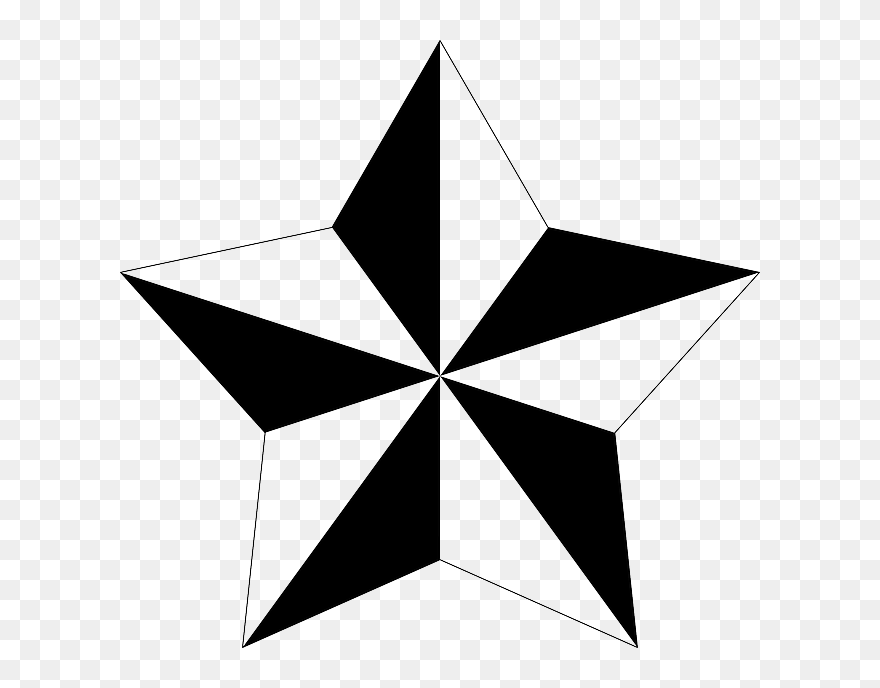 Pentagram, Alternate, Polygon, Star, Black And White - Nautical Star Vector Clipart