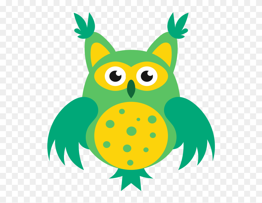Owl Cartoon - Green Owl Vector Png Gif Clipart
