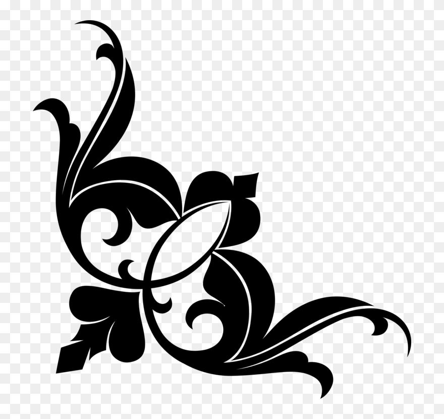 Plant,stencil,leaf - Corner Floral Clip Art - Png Download