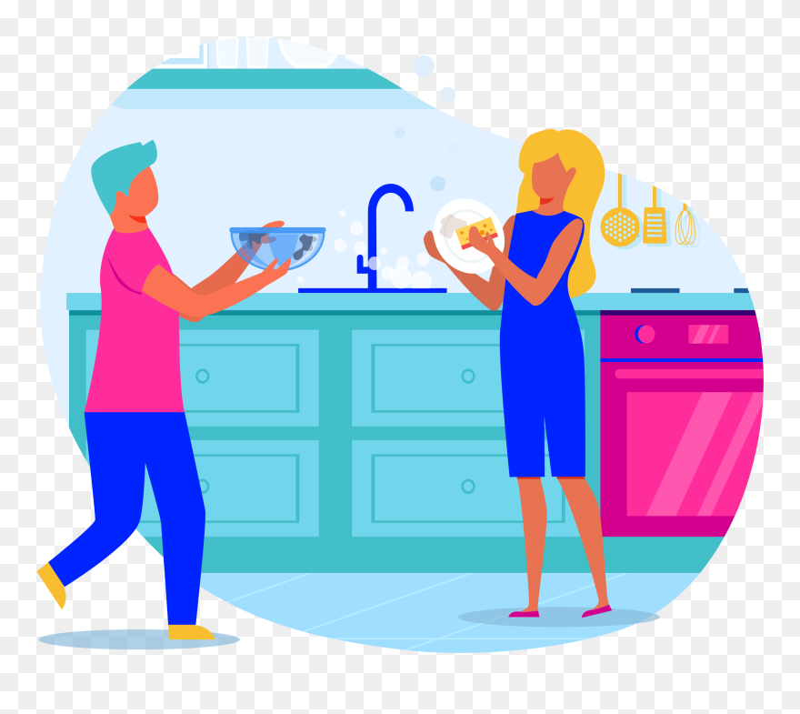 Teens Learning The Value Of Money With Chores Clipart