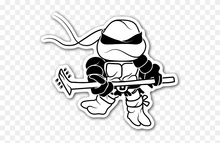 Donatello On The Guitar Sticker - Cartoon Clipart