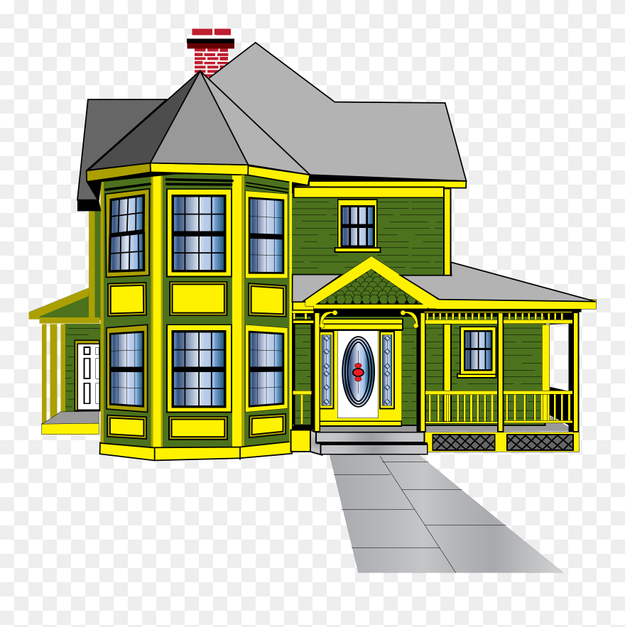 Green And Yellow House Clipart