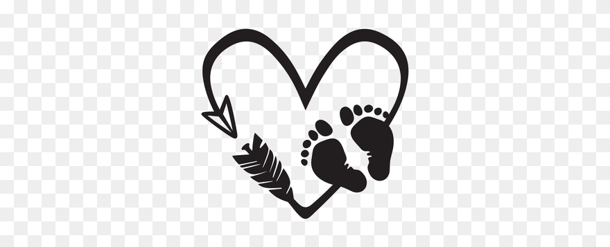 #babyfeet #freetoedit - Black And White Heart With Arrow Clipart