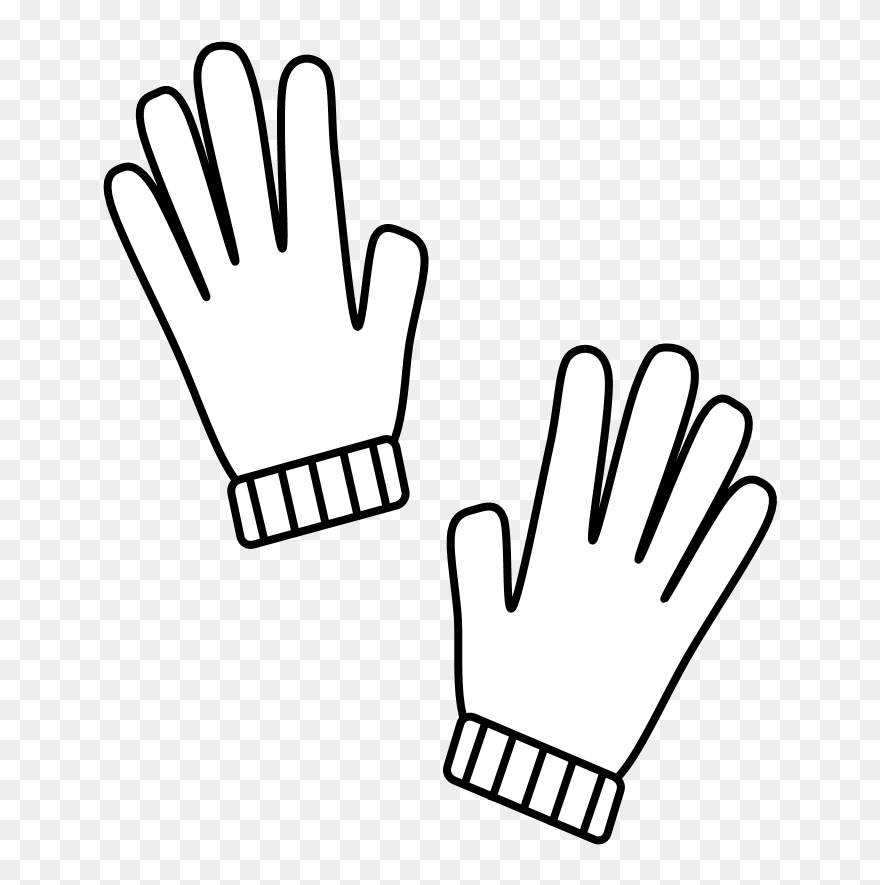 Gloves, Black And White - Yellow Gloves Clipart - Png Download
