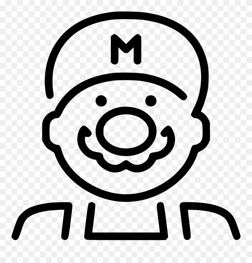 Super Mario - Black And White Transparent Game Character Clipart