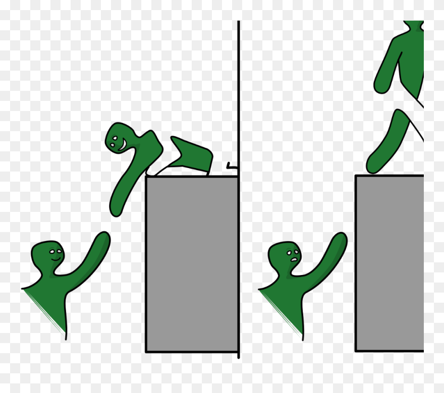 On The Left Panel, Someone Is Helping Someone Up Ledge, Clipart