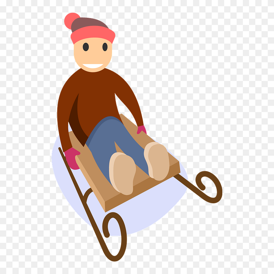 Boy Snowsliding Clipart - Png Download