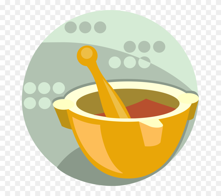 Vector Illustration Of Mortar And Pestle Prepare Ingredients - Dish Clipart
