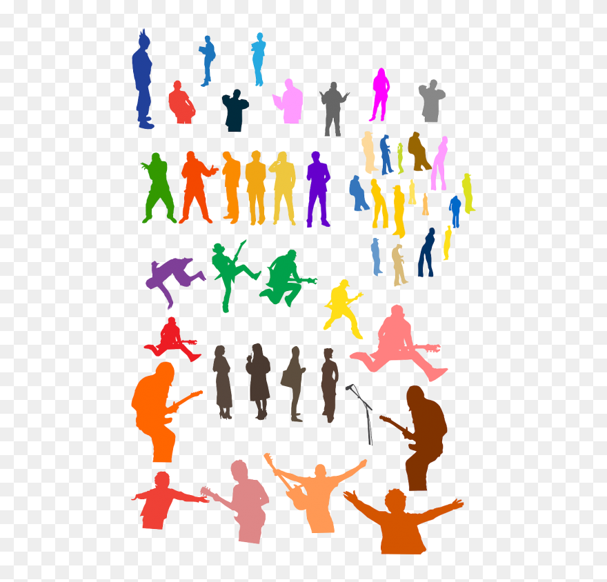 Crowd People Silhouettes - Colorful People Silhouette Png Clipart