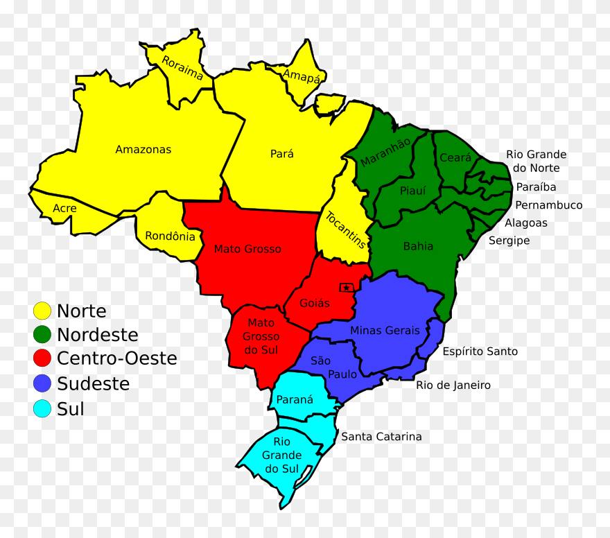 Map Of Brazil, V3 Png Clip Arts - Map Of Brazil Drawing Transparent Png