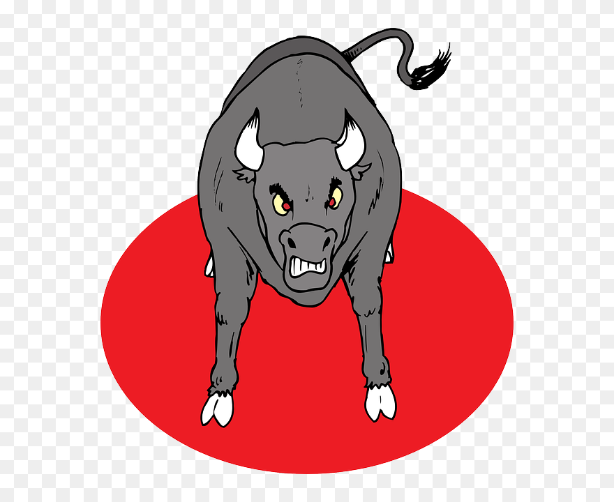 Angry, Cartoon, Bull, Horns, Animal, Tail, Growling - Similes As Angry Clipart