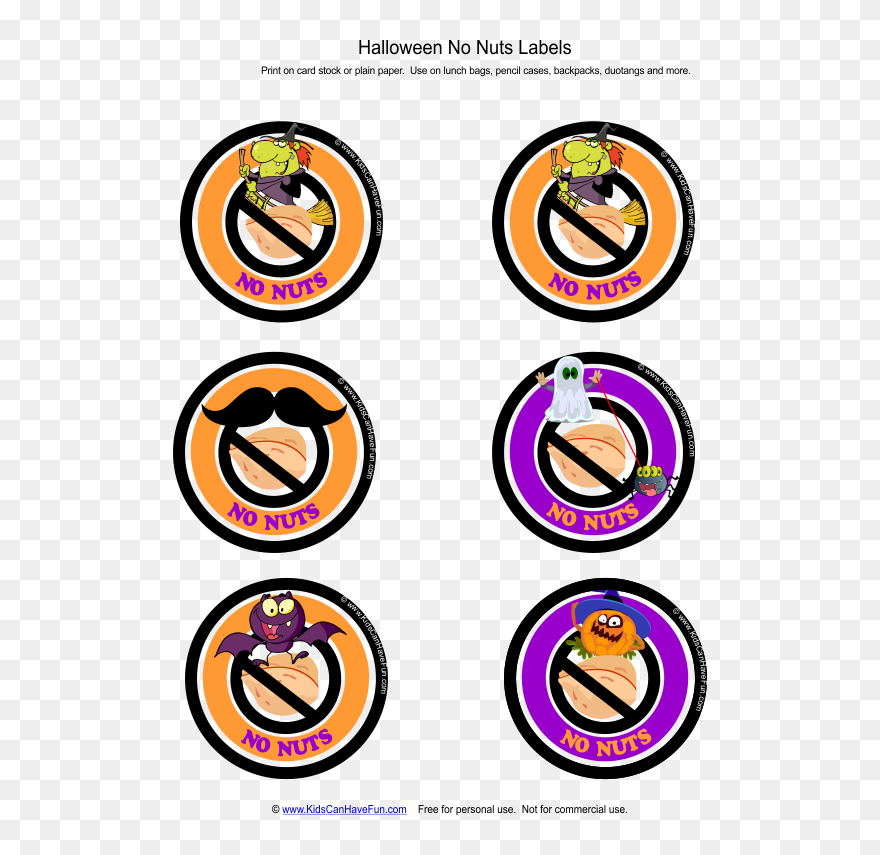 Halloween No Nuts Allergy Labels Clipart