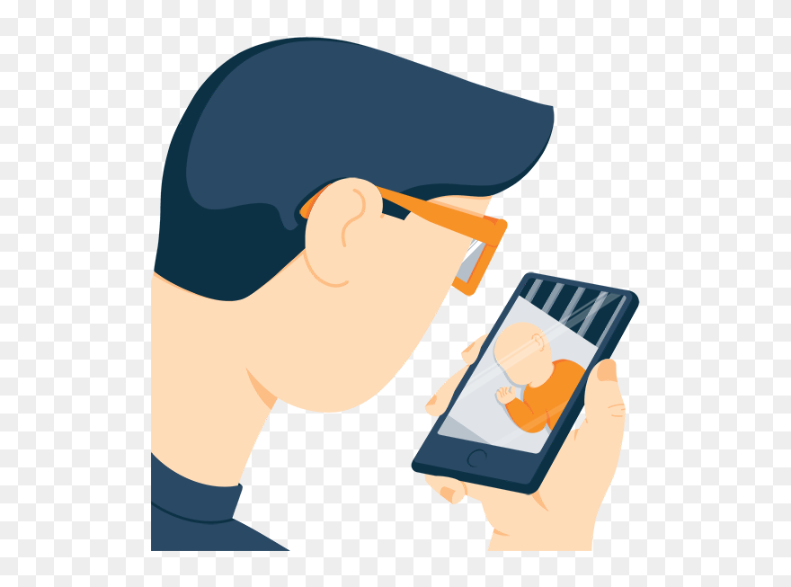 Illustration Of A Dad At Work Looking At His Phone Clipart
