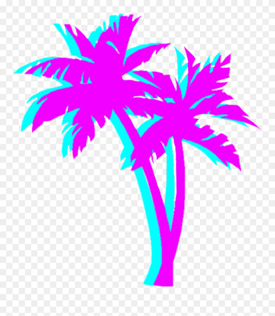 Vaporwave Palm Tree Transparent Background Clipart