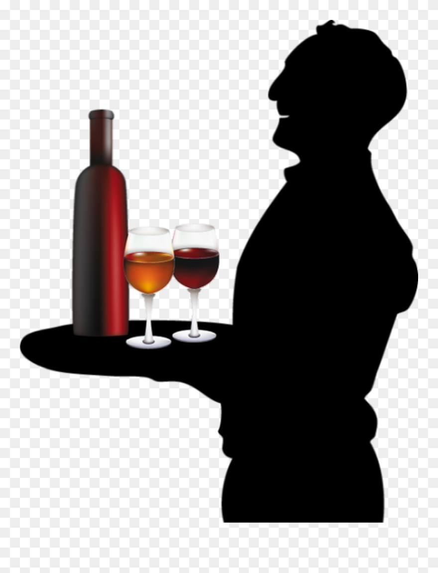 #silhouette #wine #freetoedit - Waiter Vector Clipart