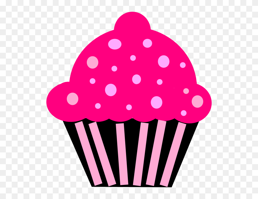 Cupcake Pink Black Clip Art At Clker - Pink Cup Cake Clip Art - Png Download