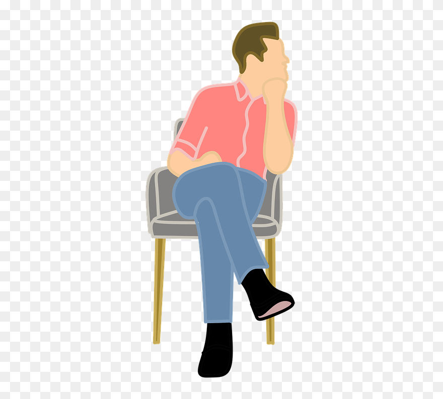 Man Thinking Set - Man Sitting In A Chair Cartoon Clipart