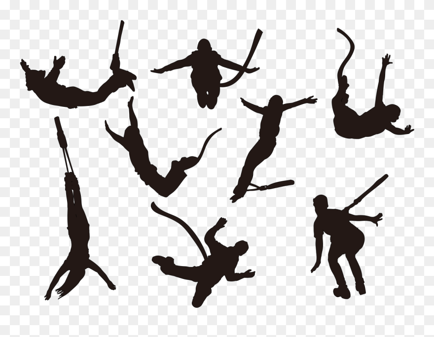 Bungee Jumping Silhouettes Vector - Bungee Jumping Silhouette Clipart