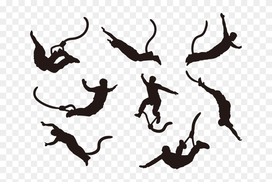 Bungee Jumping Silhouettes Vector - Bungee Jumping Silhouette Clipart