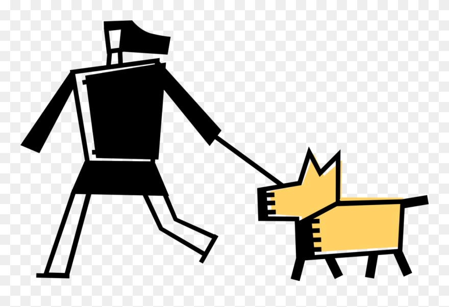 Vector Illustration Of Pet Owner Walks Family Canine Clipart