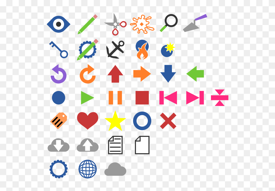 Eyecons And Symbols - Symbols Colored Clipart