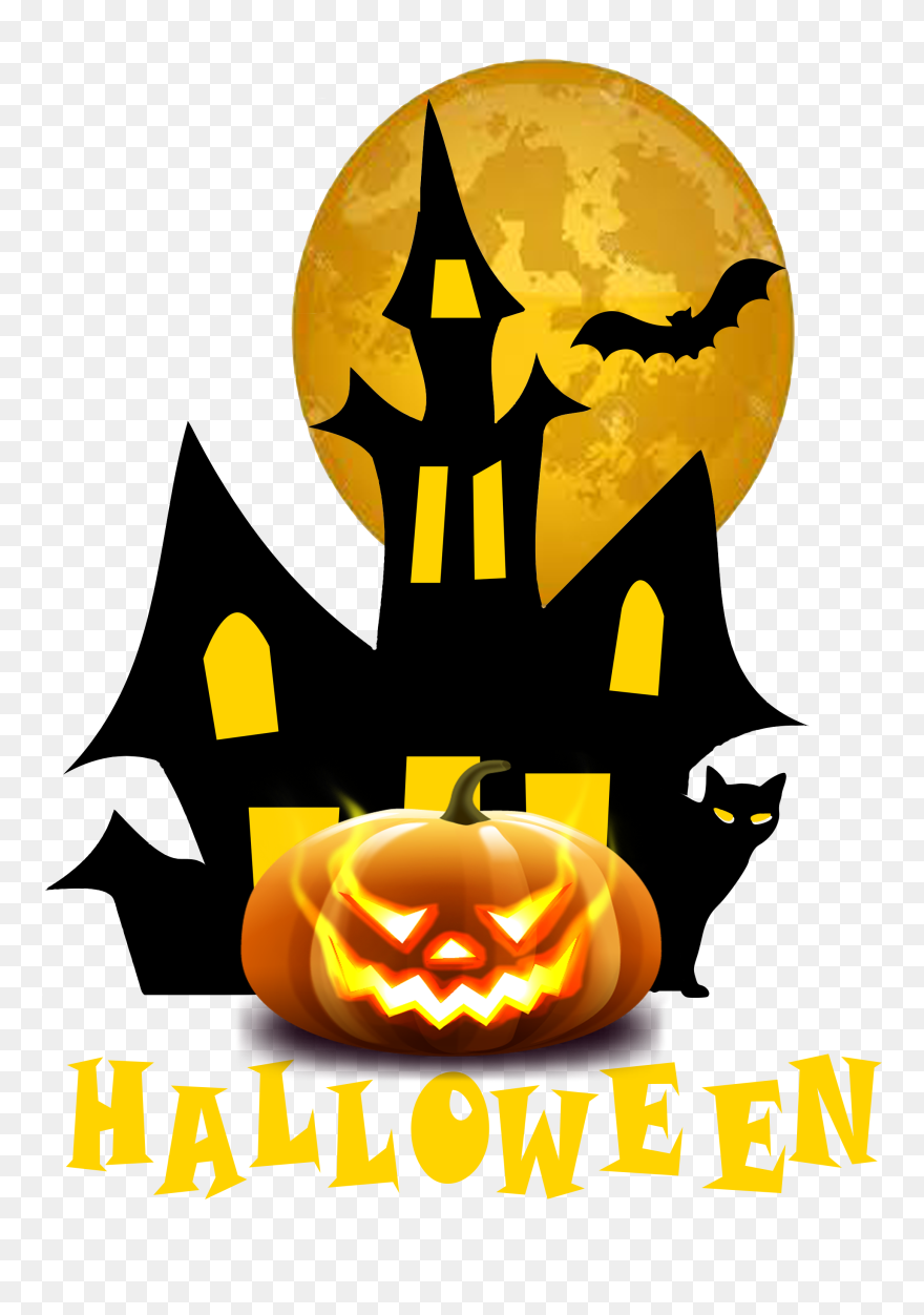Clipart Volleyball Halloween - Black Haunted House Clipart - Png Download