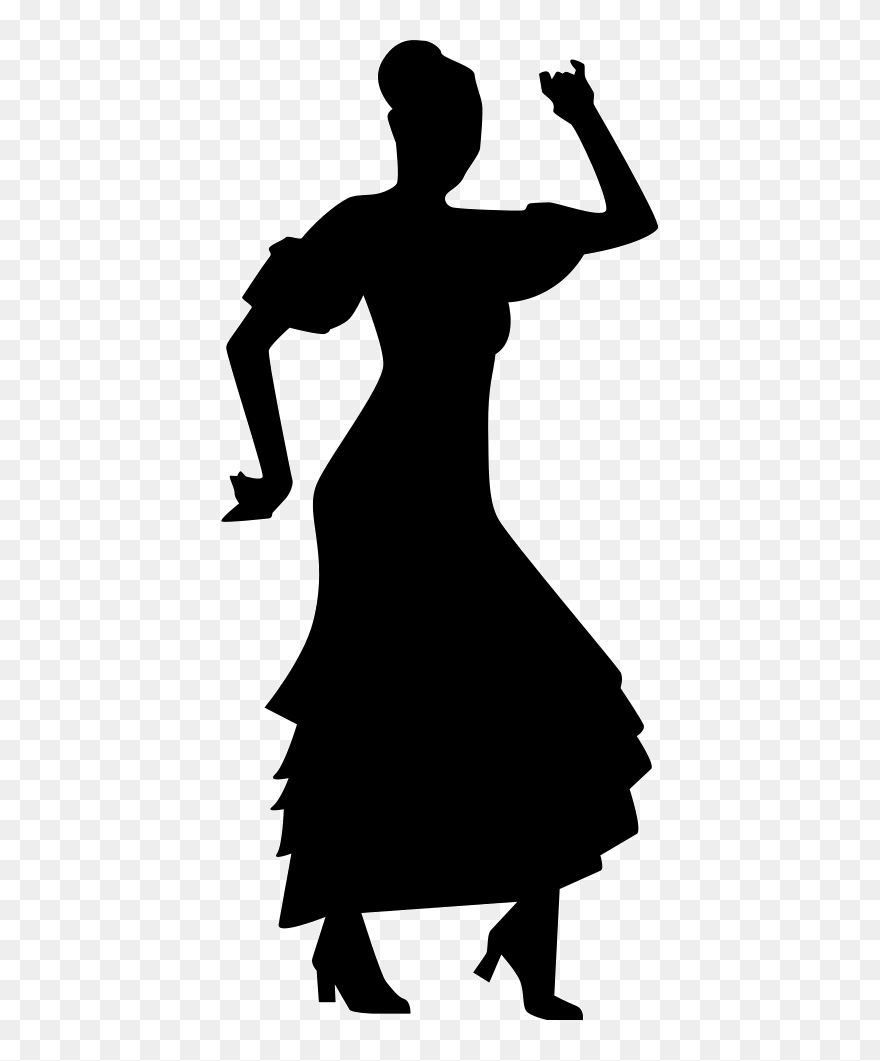 Flamenco Dancer Woman Silhouette - Flamenco Lady Silhouette Clipart