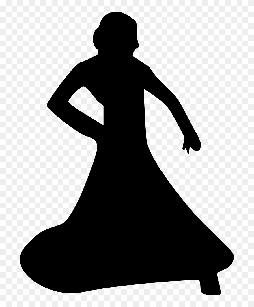 Woman Dancing With Long Dress - Silhueta De Vestido Rodado Png Clipart