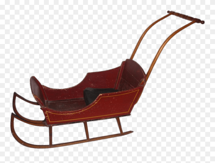 Vintage Push Sleigh Clip Arts - Antique Wooden Childs Sleigh - Png Download