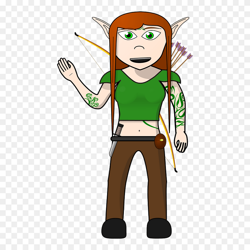 Female Wood Elf Archer Clipart - Clip Art - Png Download