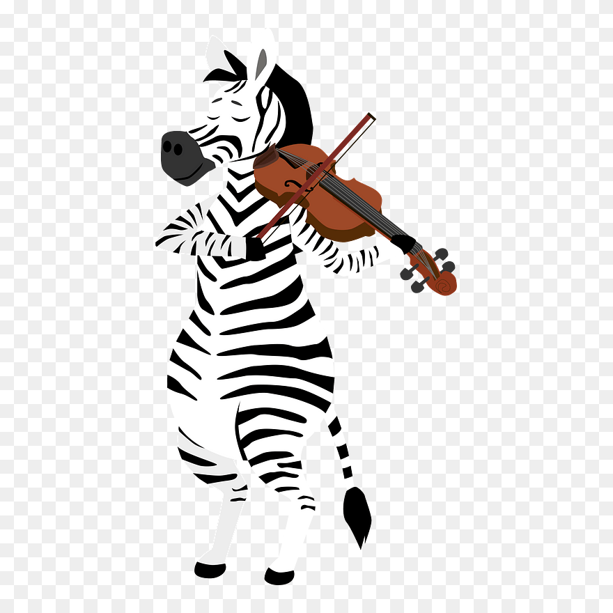 Zebra Playing Violin Clipart - Illustration - Png Download