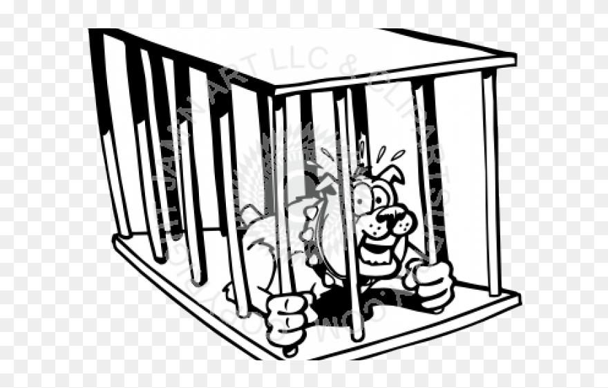 Cage Clipart Hawla - Dog In A Cage Drawing - Png Download