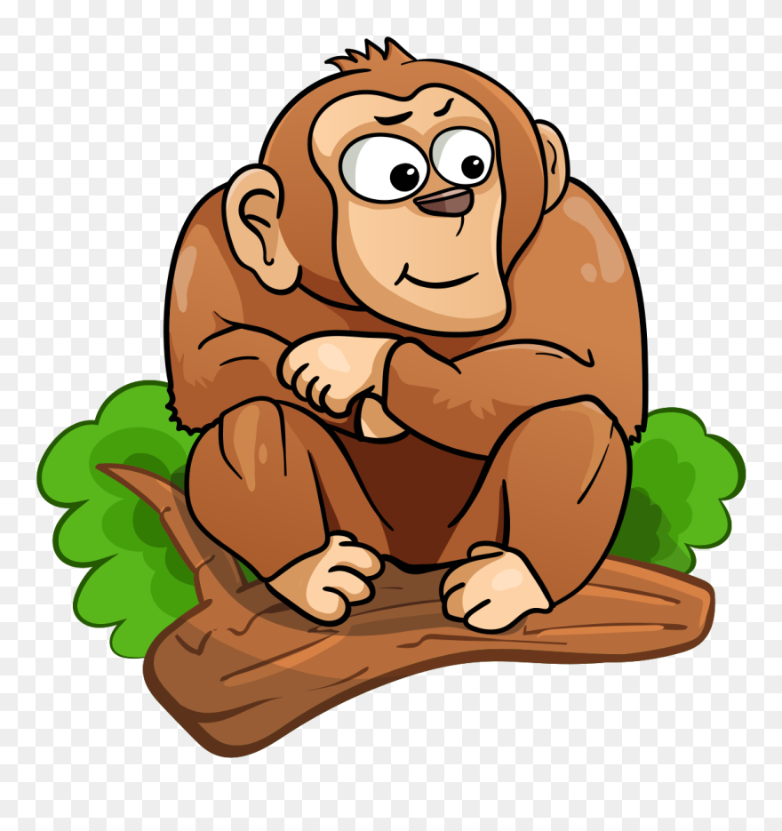 Animated Monkey On The Tree - Cartoon Old Monkey Clipart