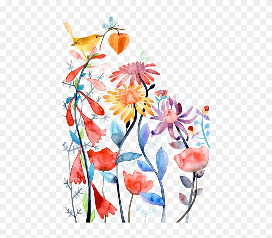 Clip Freeuse Library How To Make Watercolor Clipart - Flowers Illustration Watercolor - Png Download