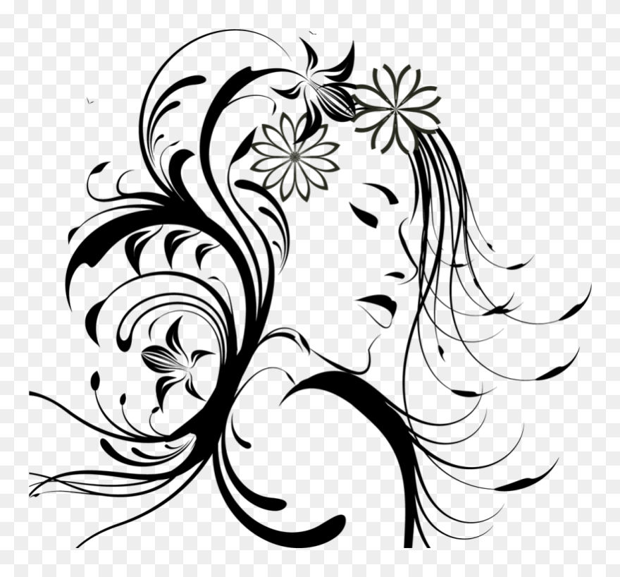 Floral Vector Girl Clipart