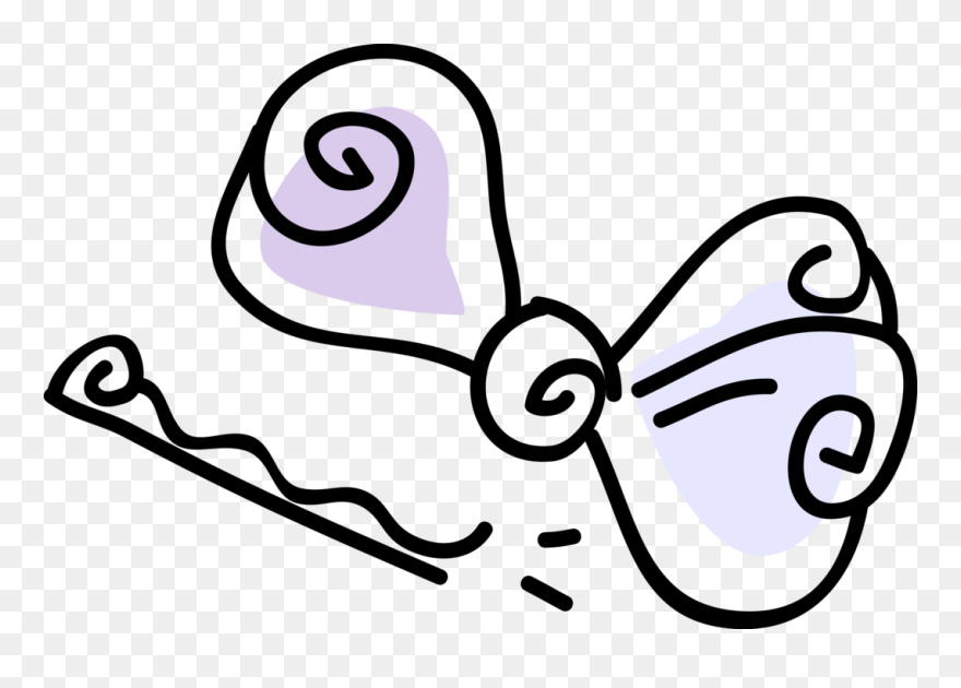 Vector Illustration Of Hair Ribbon Bow And Bobby Pin - Bobby Pin Clipart