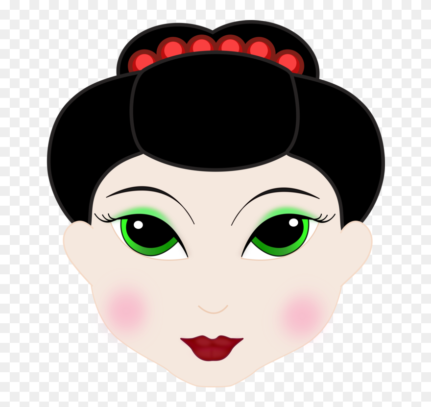 Art,black Hair,eyelash - Japanese Girl Face Clipart - Png Download