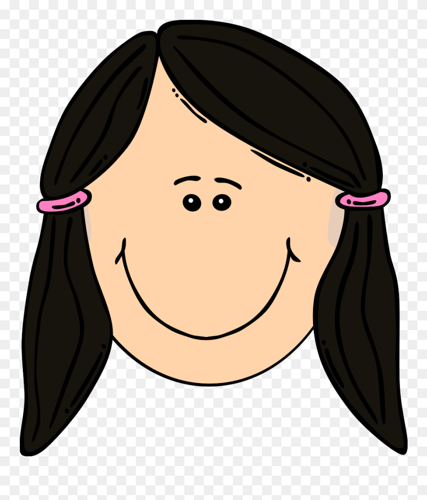 Smiling Dark Hair Girl Svg Clip Arts - Brown Haired Cartoon Girl - Png Download