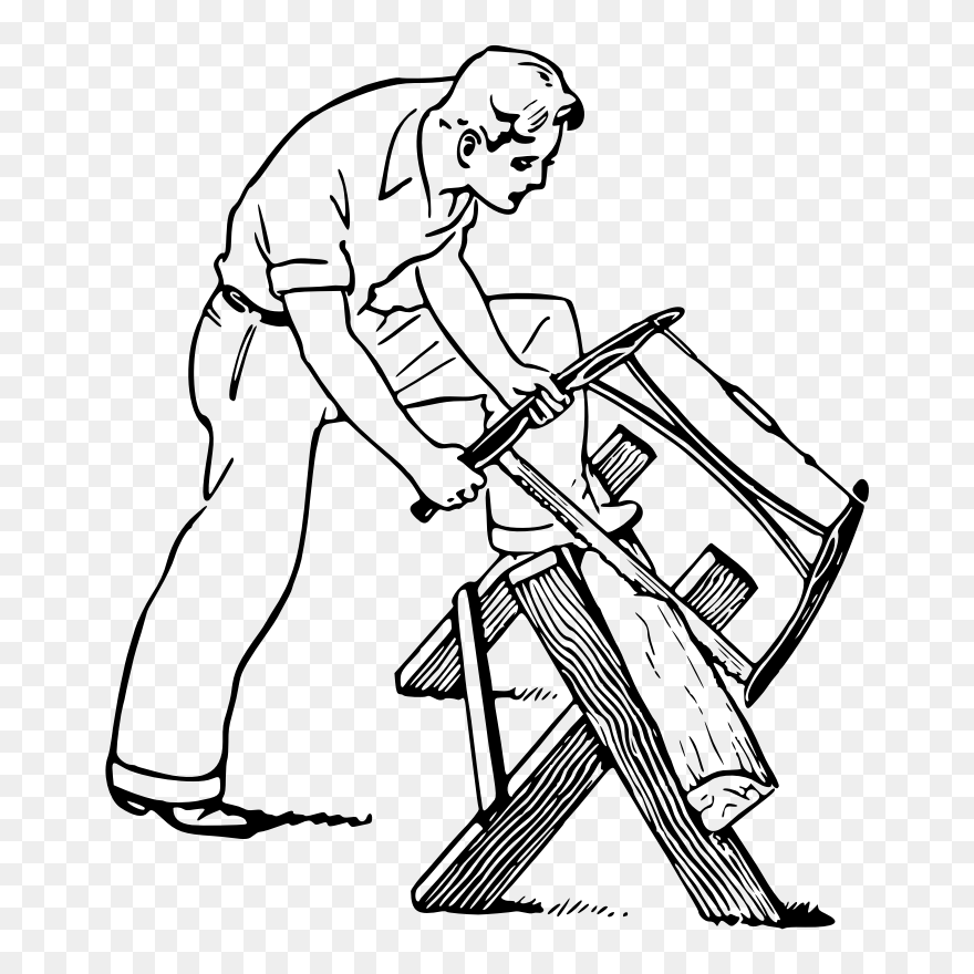 Sawing - Wood Saw Drawing Clipart