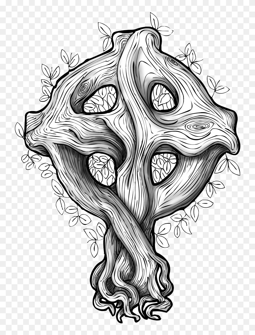 Celtic Cross In A Tree Clipart