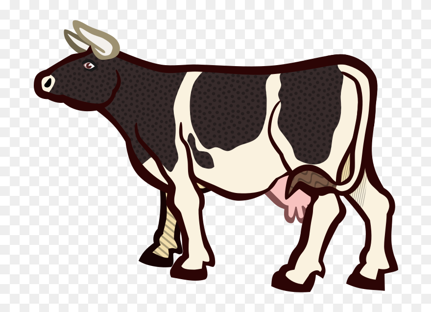 Cow2 - Coloured - Cow Cartoon Black And White Clipart