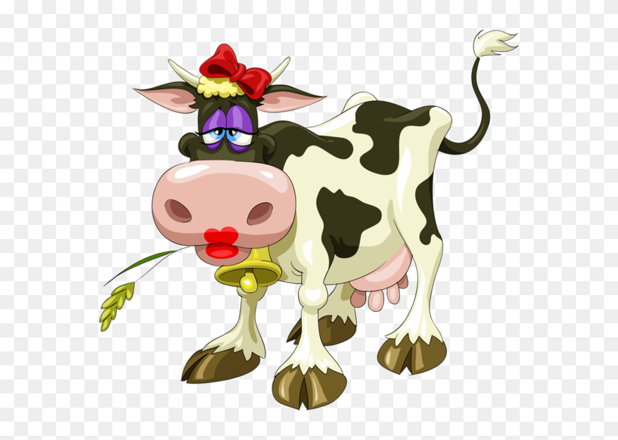 Cartoon Cow With Makeup Clipart