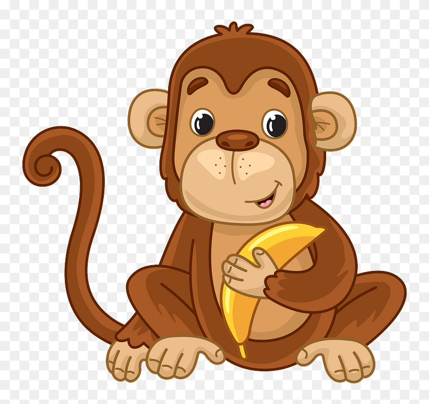 Affe Mit Banane Clipart - Мавпа Клипарт - Png Download