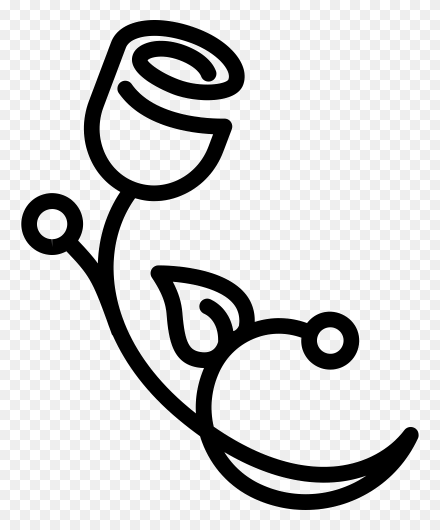 Floral Design Like A Closed Rose With Thin Branch - Portable Network Graphics Clipart