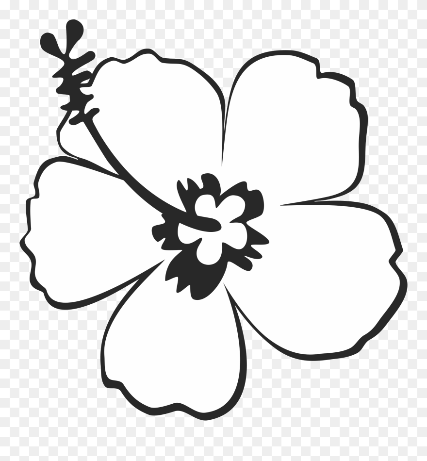 Group Stylish Rubber Stamp - Outline Image Of Hibiscus Clipart