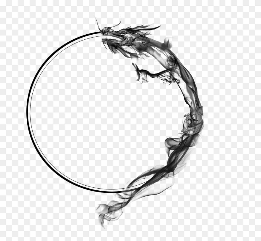 Chinese Dragon Ink - Black Circle Png Design Clipart
