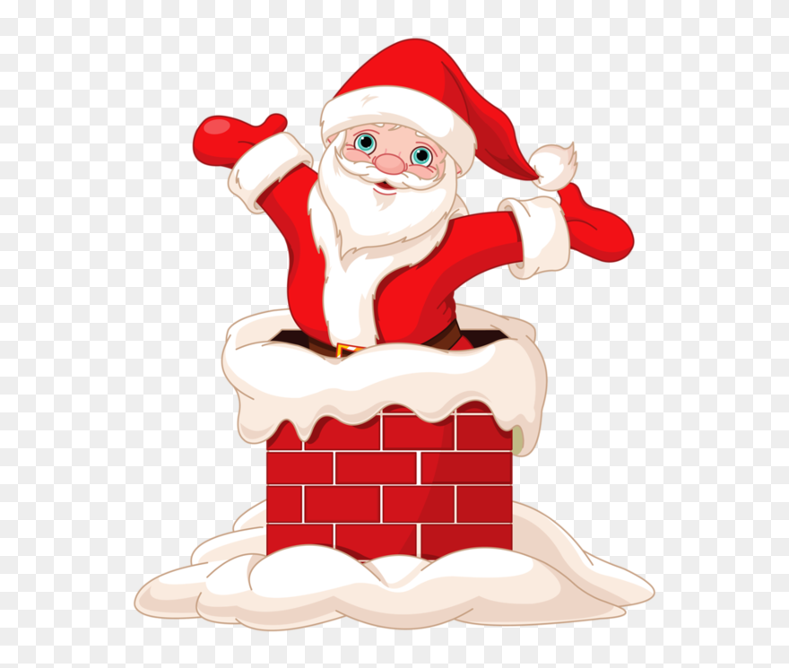 Santa Claus Cartoon Chimney Clipart
