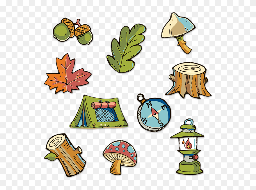 Woodland Friends - Fall Plant Cartoon Cutouts Clipart