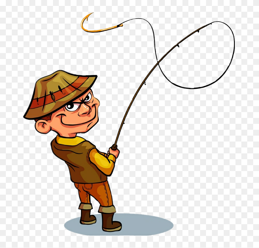 Transparent Fishing Rod Clip Art - Pescador Dibujo A Color - Png Download