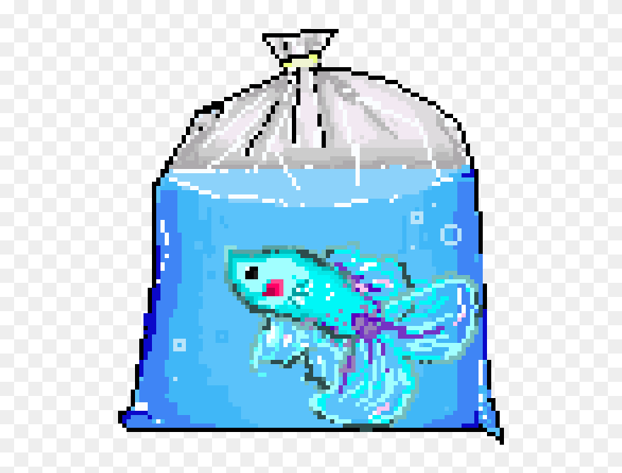 Transparent Pixel Art Fish Clipart